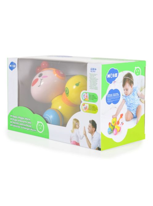 HOLA bébijáték vidám mozgó kukacka kerekekkel, műanyag