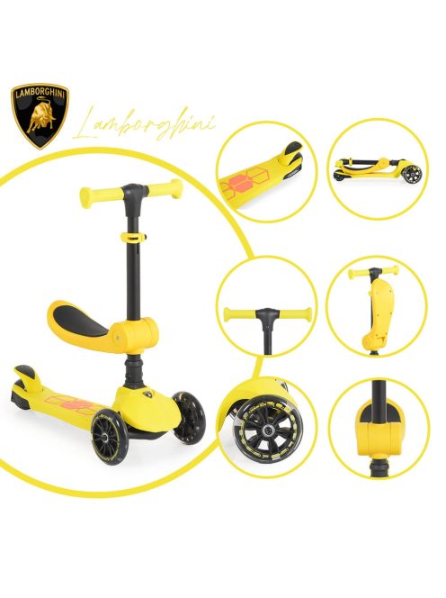 Lamborghini 2IN1 ráülős roller SÁRGA