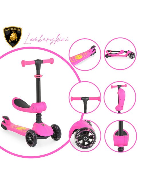 Lamborghini 2IN1 ráülős roller PINK