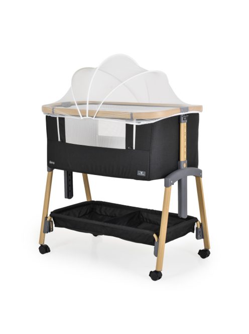 AMO babaöböl, 7 poziciós,szúnyoghálóval, tároló kosárral FEKETE