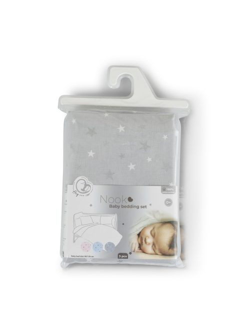 Nook 3 részes bébi ágynemű huzat garnitúra SZÜRKE CSILLAG
