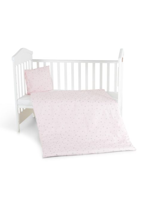 Nook 3 részes bébi ágynemű huzat garnitúra PINK CSILLAG
