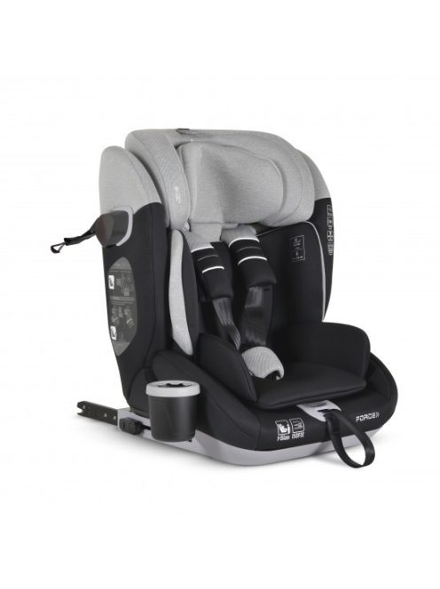 FORCE gyerekülés I-SIZE, 76-150cm, ISOFIX, pohártartóval, SPS, SZÜRKE