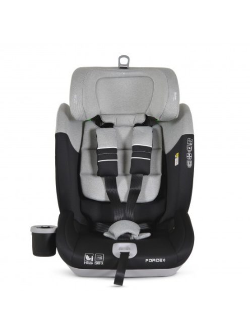 FORCE gyerekülés I-SIZE, 76-150cm, ISOFIX, pohártartóval, SPS, SZÜRKE