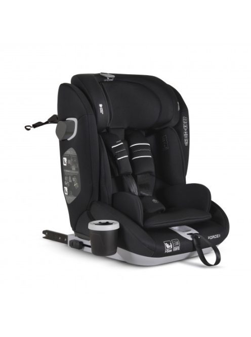 FORCE gyerekülés I-SIZE, 76-150cm, ISOFIX, pohártartóval, SPS, FEKETE