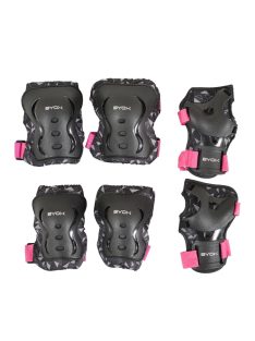   BICIKLIS védőfelszerelés DAZZLE, S méret, 25kg-ig, térd, könyök, kézvédő szett PINK