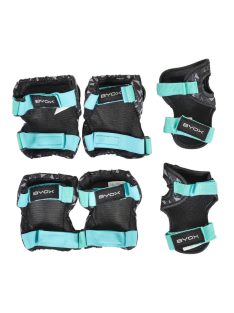   BICIKLIS védőfelszerelés DAZZLE, S méret, 25kg-ig, térd, könyök, kézvédő szett TÜRKIZ/kék