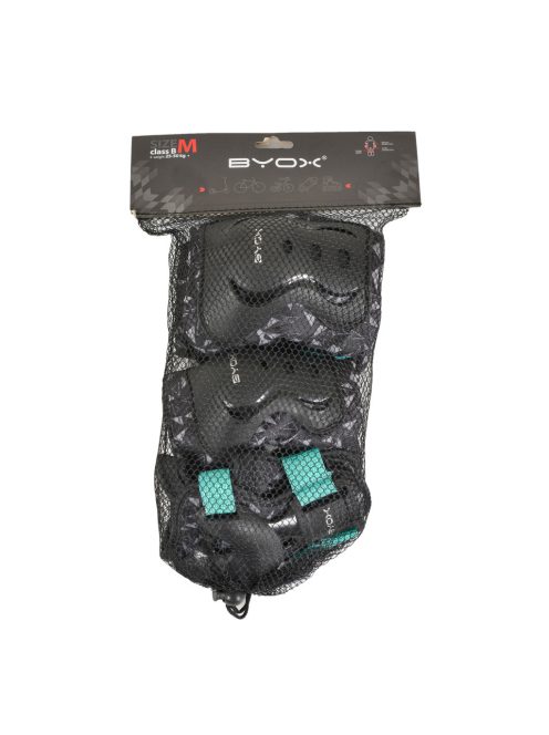 BICIKLIS védőfelszerelés DAZZLE, S méret, 25kg-ig, térd, könyök, kézvédő szett TÜRKIZ/kék