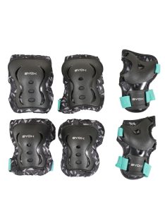   BICIKLIS védőfelszerelés DAZZLE, M méret, 25-50kg-ig, térd, könyök, kézvédő szett TÜRKIZ/kék