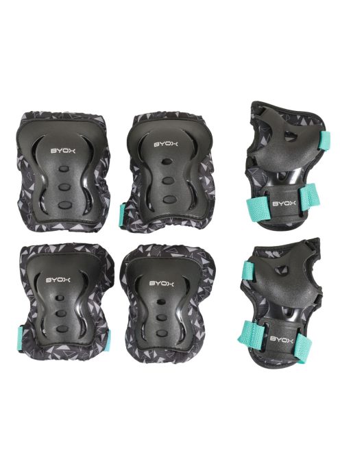 BICIKLIS védőfelszerelés DAZZLE, M méret, 25-50kg-ig, térd, könyök, kézvédő szett TÜRKIZ/kék