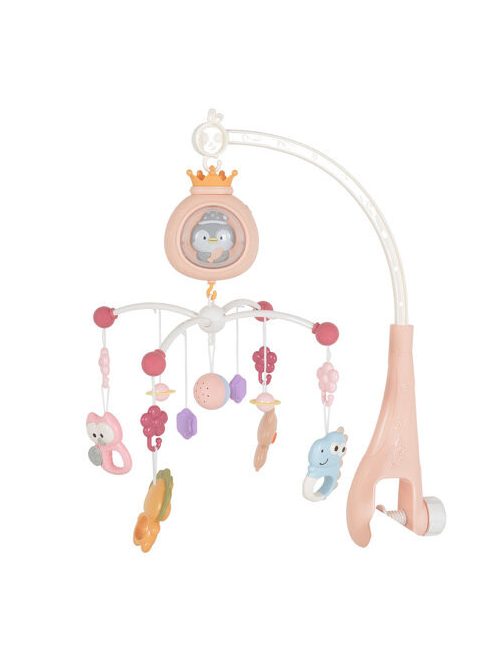 PENGUIN Bed bell zenélő forgó játék kiságyra fehér zajjal PINK
