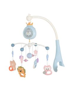   PENGUIN Bed bell zenélő forgó játék kiságyra fehér zajjal KÉK