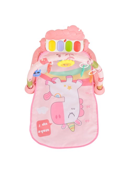 JÁTSZÓSZŐNYEG unikornis zongorás, játékhíd+hang PINK