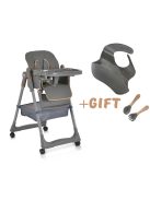 LINDO multifunkciós etetőszék kiegészítőkkel (előke, kanál, villa) SZÜRKE