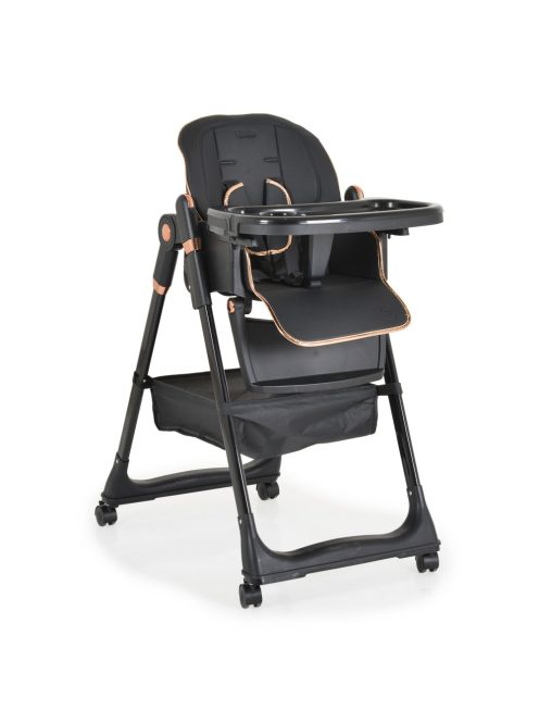 LINDO multifunkciós etetőszék kiegészítőkkel (előke, kanál, villa) FEKETE