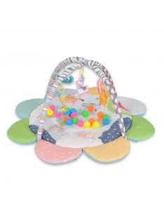   HAPPY SPACE Daisy játszószőnyeg, kerek virág, 20 db labdával textil, műanyag PASZTEL