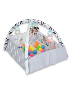   HAPPY SPACE Rabit játszószőnyeg NYUSZIS állatos, szögletes, 20 db labdával textil, műa.FEKETE