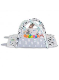   HAPPY SPACE Rabit játszószőnyeg NYUSZIS állatos, szögletes, 20 db labdával textil, műa.FEKETE