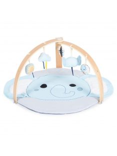   JÁTSZÓSZŐNYEG plüss, fa játékhíddal, összecsukható VKÉK ELEFÁNT