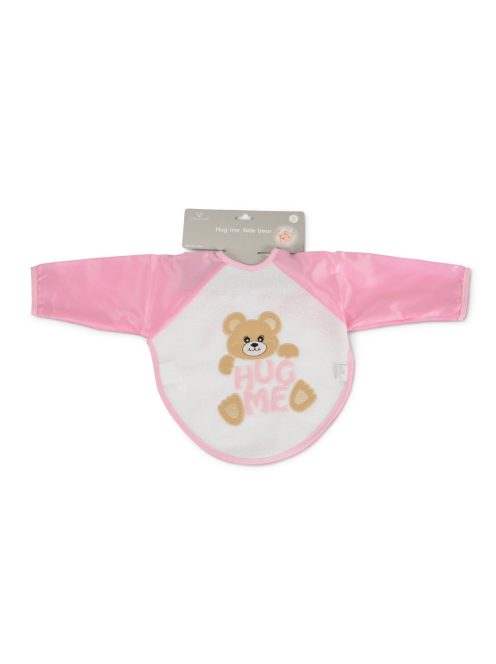 BEAR előke hosszú ujjal, macis mintával, pvc/textil PINK