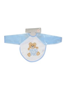 BEAR előke hosszú ujjal, macis mintával, pvc/textil KÉK