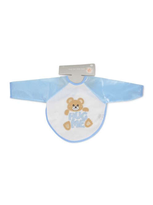 BEAR előke hosszú ujjal, macis mintával, pvc/textil KÉK