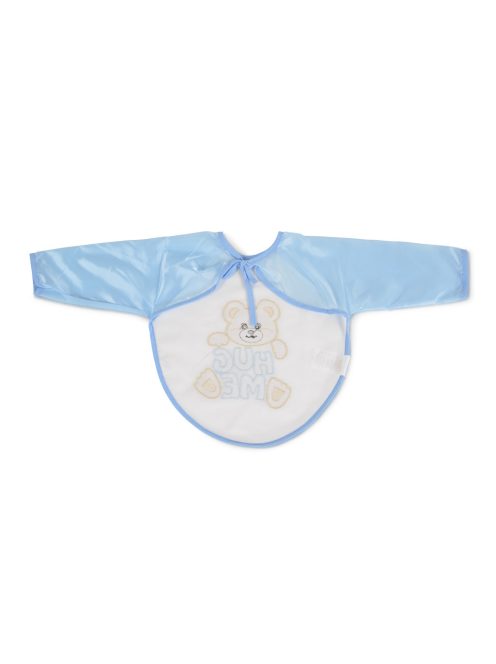 BEAR előke hosszú ujjal, macis mintával, pvc/textil KÉK