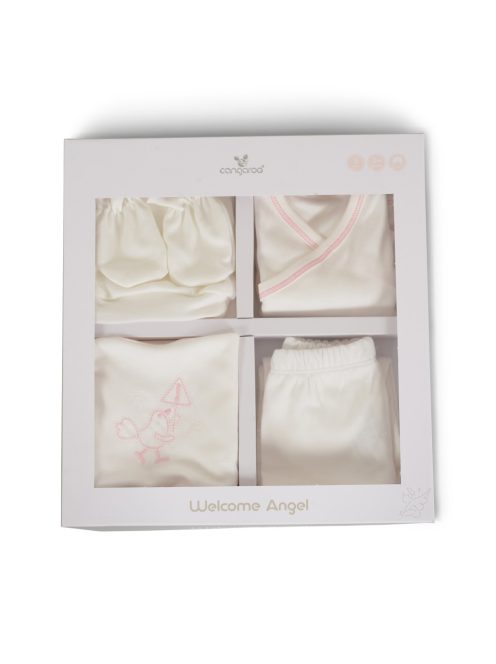 BABARUHA kihozós szett, újszülött ruhacsomag díszdobozban PINK/rózsa