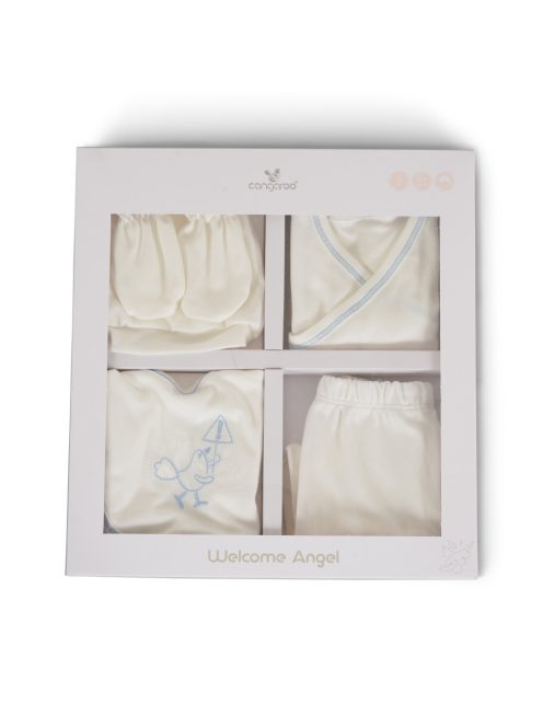 BABARUHA kihozós szett, újszülött ruhacsomag díszdobozban KÉK