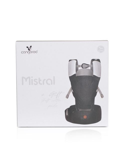 MISTRAL bébi hordozó 3 poziciós, ergonomikus, hálós FEKETE