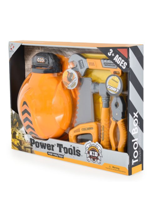 FIÚ játék sisak, mellény, szerszámok SÁRGA