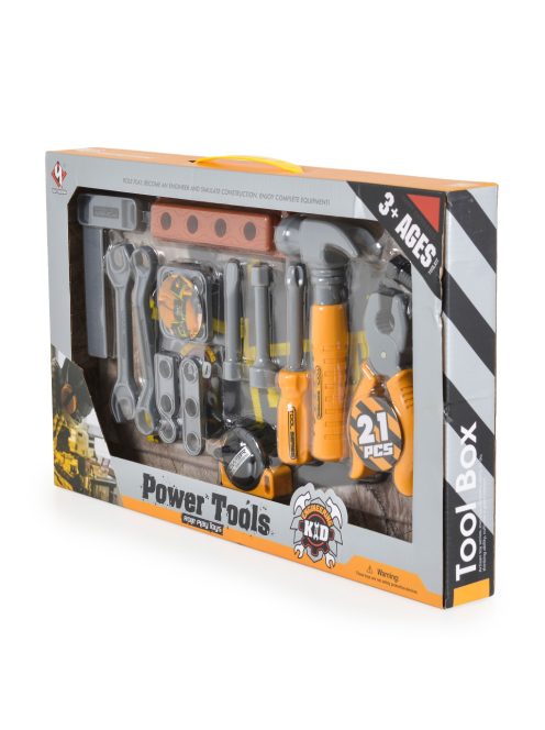 FIÚ játék szerszámszett dobozban SÁRGA/FEKETE