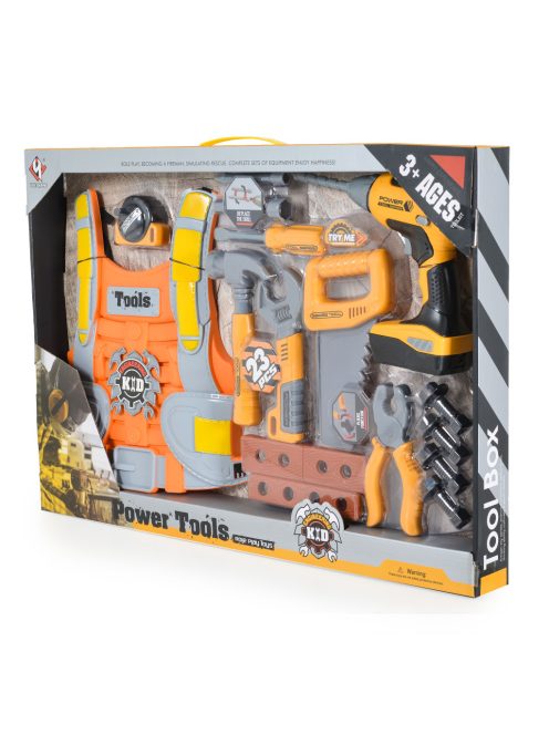 FIÚ játék doboz szerszámokkal, fúróval SÁRGA/FEKETE