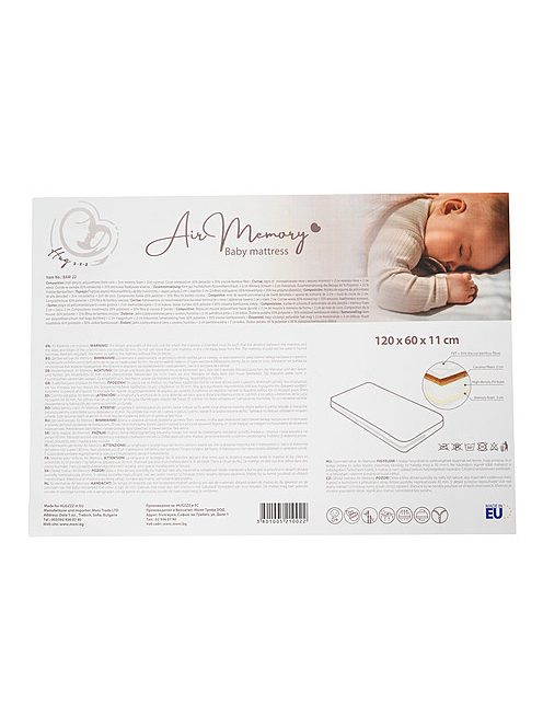 AIR MEMORY matrac 120x60cm 3 réteg, kókusz+szivacs+memóriahab FEHÉR