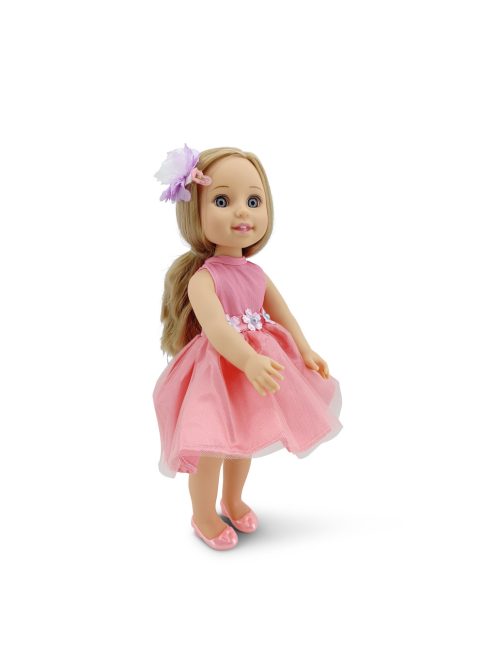 JÁTÉKBABA 38 cm-es hajasbaba, szőke, fésűvel, masnival BARACK