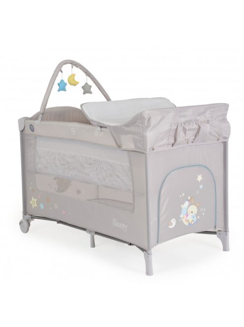 MONI Sleepy összecsukható luxus utazóágy 2 szint+pelenkázó+ játék SZÜRKE