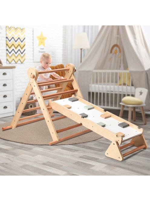 FA MÁSZÓKA 2IN1 PIKLER 3szög és mászórámpa Montessori 132*60cm NATUR