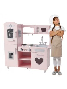 Fa kiskonyha berendezésekkel szivecskés PINK