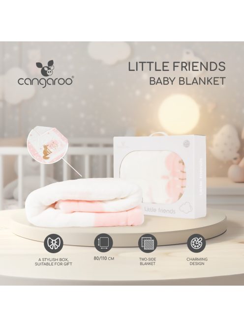 Baba takaró LITTLE FRIENDS 80x110 cm erdei állatos PINK