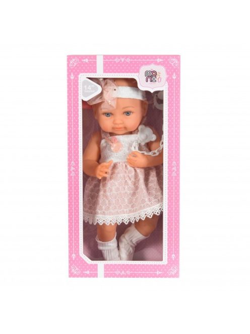 JÁTÉKBABA 36 cm-es  KISLÁNY ruhában BÉZS