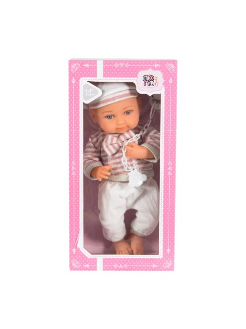 JÁTÉKBABA 36cm csíkos szett cumival RÓZSA