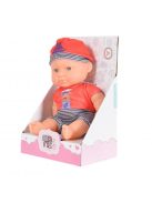 JÁTÉKBABA 20cm újszülött Tengerész ruha PIROS/SZÜRKE