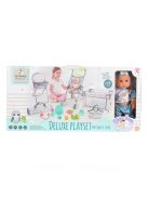 BABA játékszett 36 cmes LÁNY babával delux playset SZÜRKE/KÉK