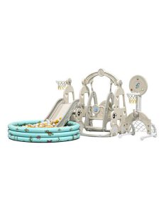   MONI óriás játékszett medence, csúszda, hinta 7IN1 SZÜRKE/MENTA