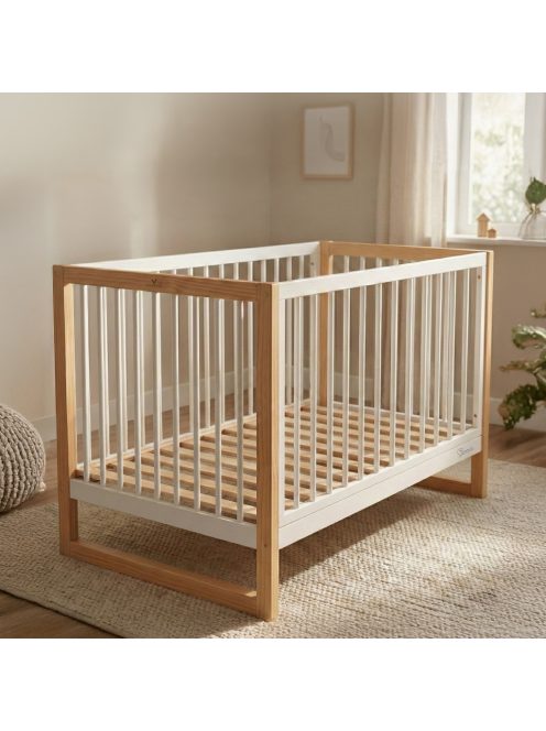 SIERRA fa babaágy rácsos 60*120cm FEHÉR/NATUR