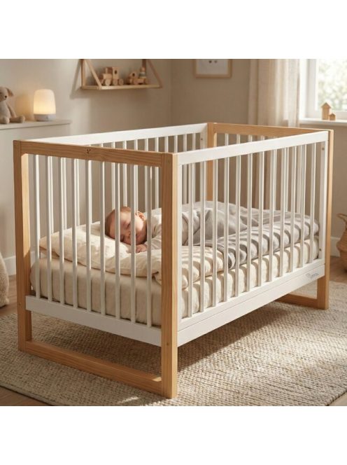 SIERRA fa babaágy rácsos 60*120cm FEHÉR/NATUR