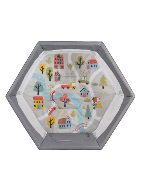 PLAYBOX utazó járóka 6szögletű SZÜRKE