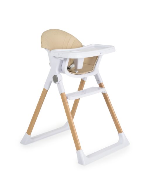 ALMOND etetőszék bőr ülés fa lábakkal BÉZS