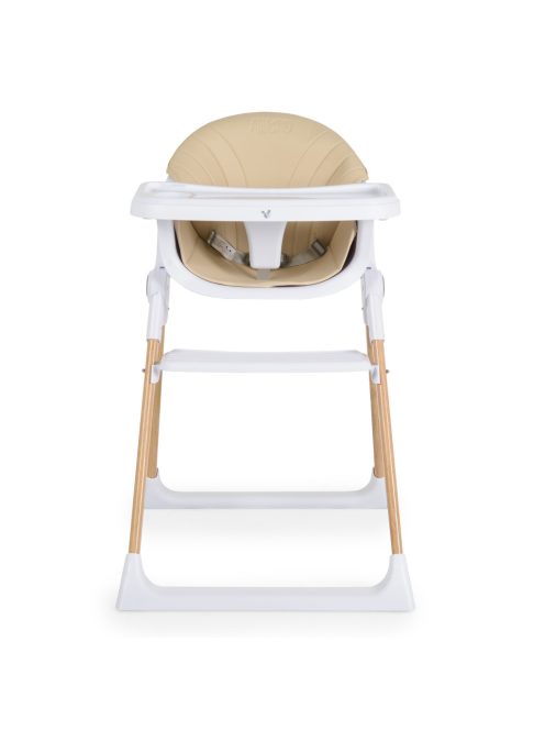 ALMOND etetőszék bőr ülés fa lábakkal BÉZS