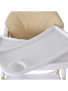 ALMOND etetőszék bőr ülés fa lábakkal BÉZS